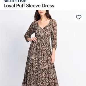 Nine Britton Animal Print Long Sleeve Dress